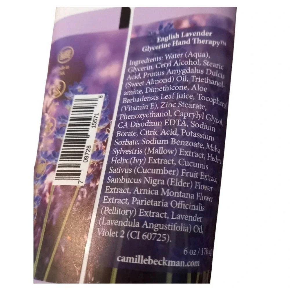 Camille Beckman Glycerine Hand Therapy Cream 6 oz English Lavender Scent Sealed